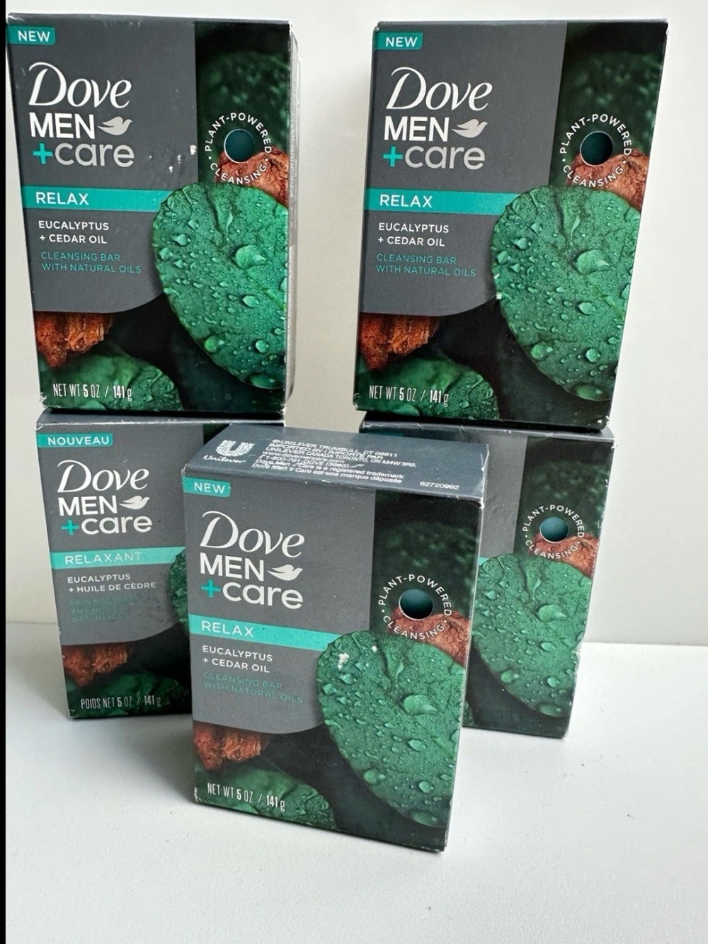 Dove Men Care Eucalyptus Cedar Oil Relax Cleansing Bar Soap Lot Of (5) 5 oz Each
